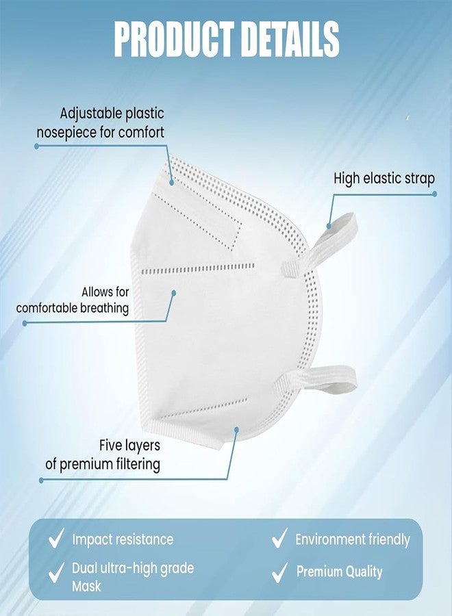 Yugan FFP2 N95 Mask for Women & Men - Non-Woven Fabric, Adjustable Nose Clip, Reusable Face Mask for Pollution, CE Approved, Advanced Filtration (Pack of 10) - Image 2